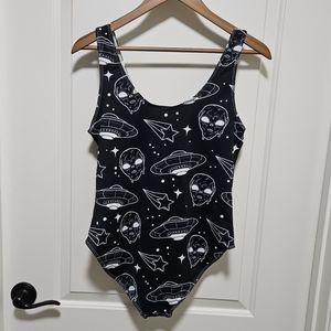 Alien Print One-Piece Swimsuit - XL